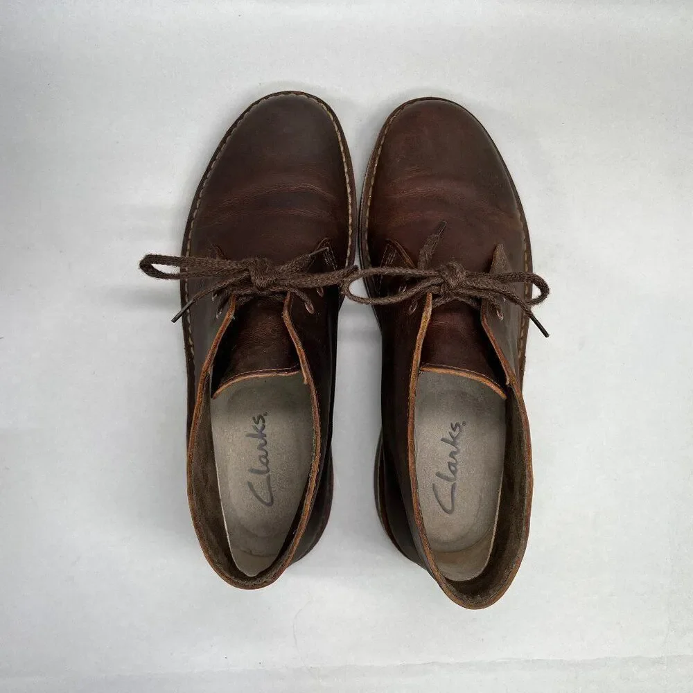 Clarks Chukka Boots‎ Men's Size 8.5 Brown Leather Casual Lace Up Boots